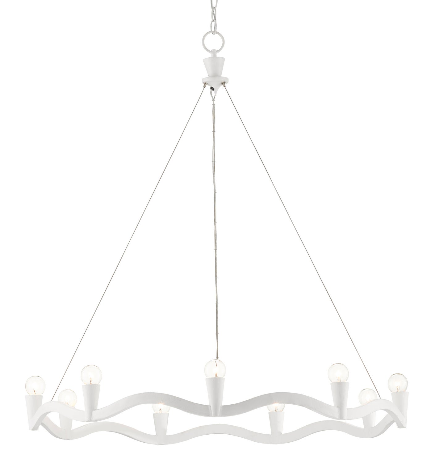 Nine Light Chandelier from the Serpentina collection in Gesso White finish