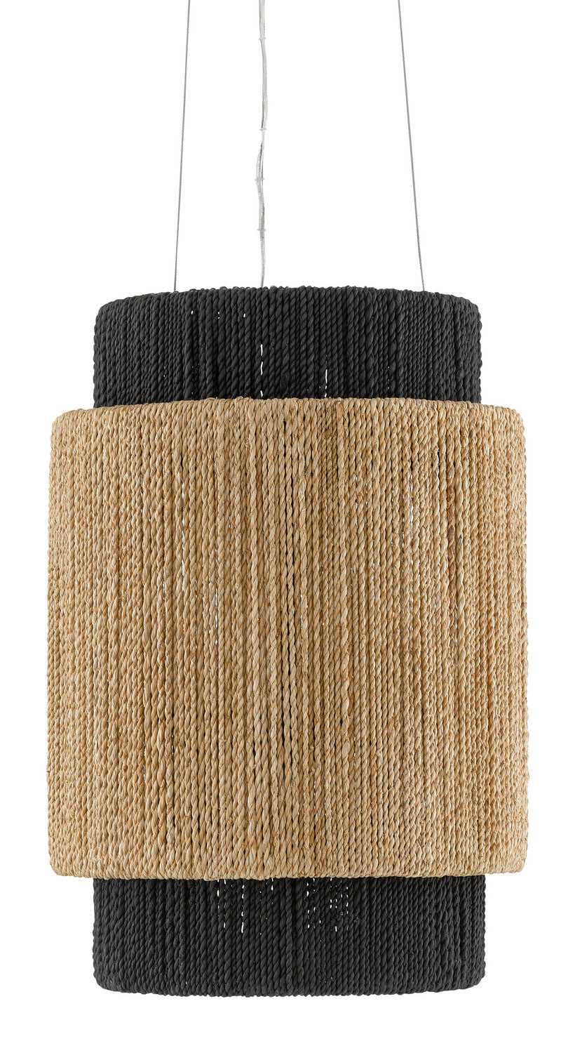 Four Light Chandelier from the Viewforth collection in Satin Black/Natural/Black/Smokewood finish