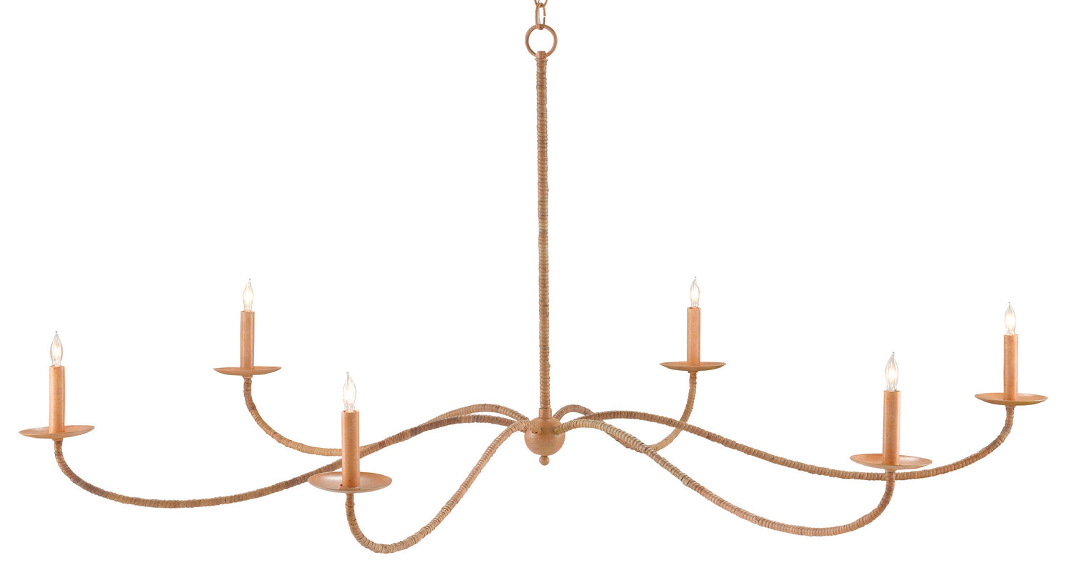 Six Light Chandelier from the Saxon collection in Saddle Tan/Natural finish