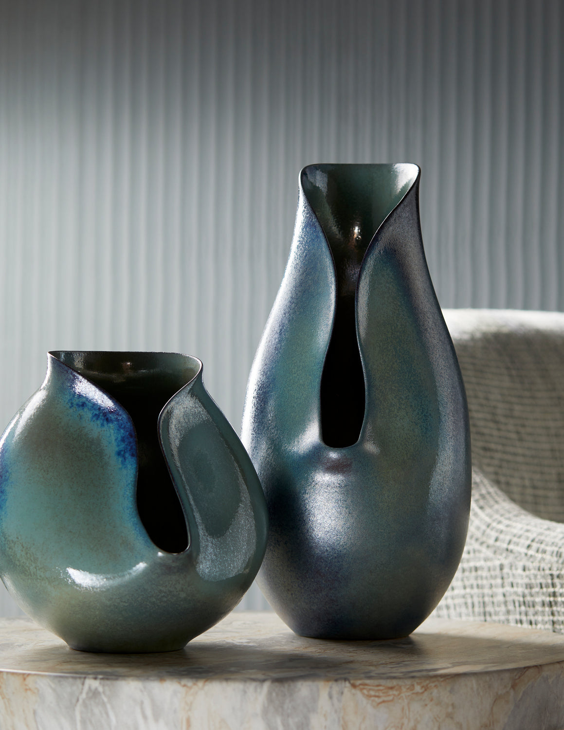 Vases, Set of 2 from the Isaac collection in Waterfall Reactive finish