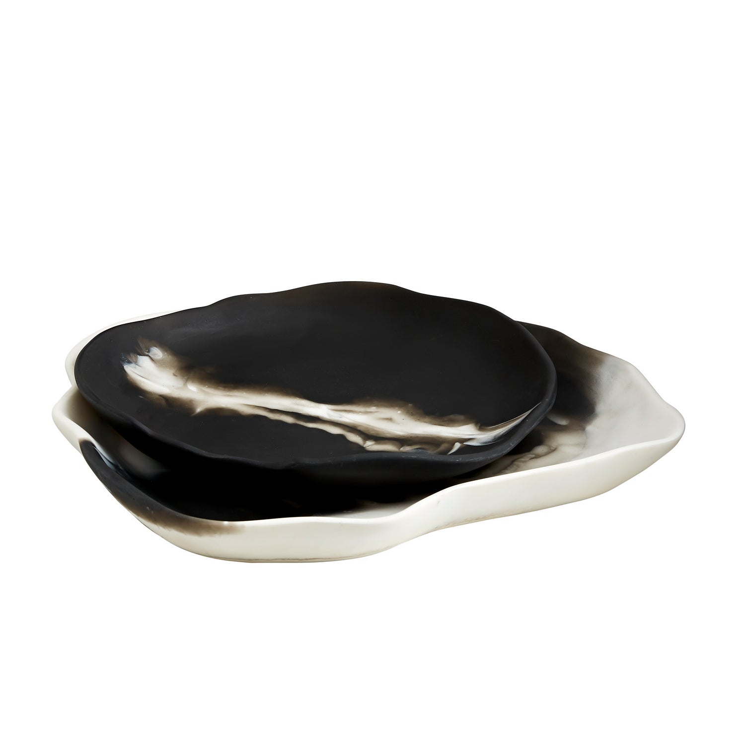 Trays, Set of 2 from the Hollies collection in Black & White finish