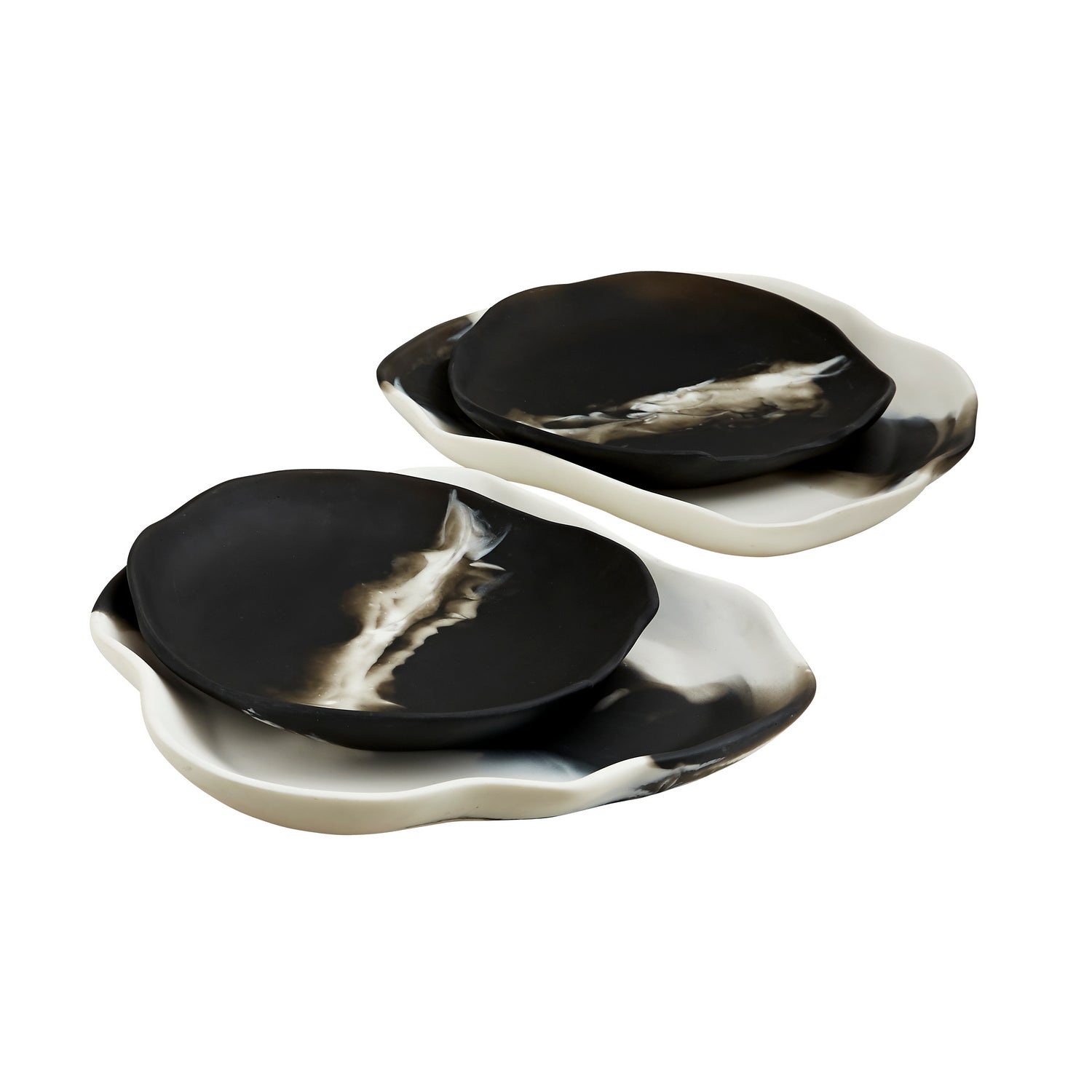 Trays, Set of 2 from the Hollies collection in Black & White finish