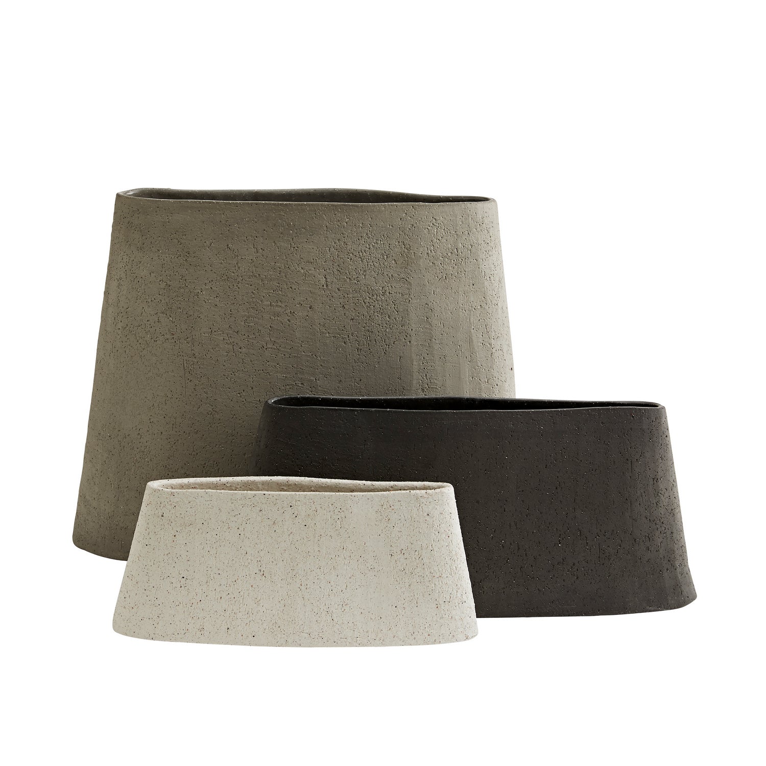 Vases, Set of 3 from the Hasta collection in Gray finish