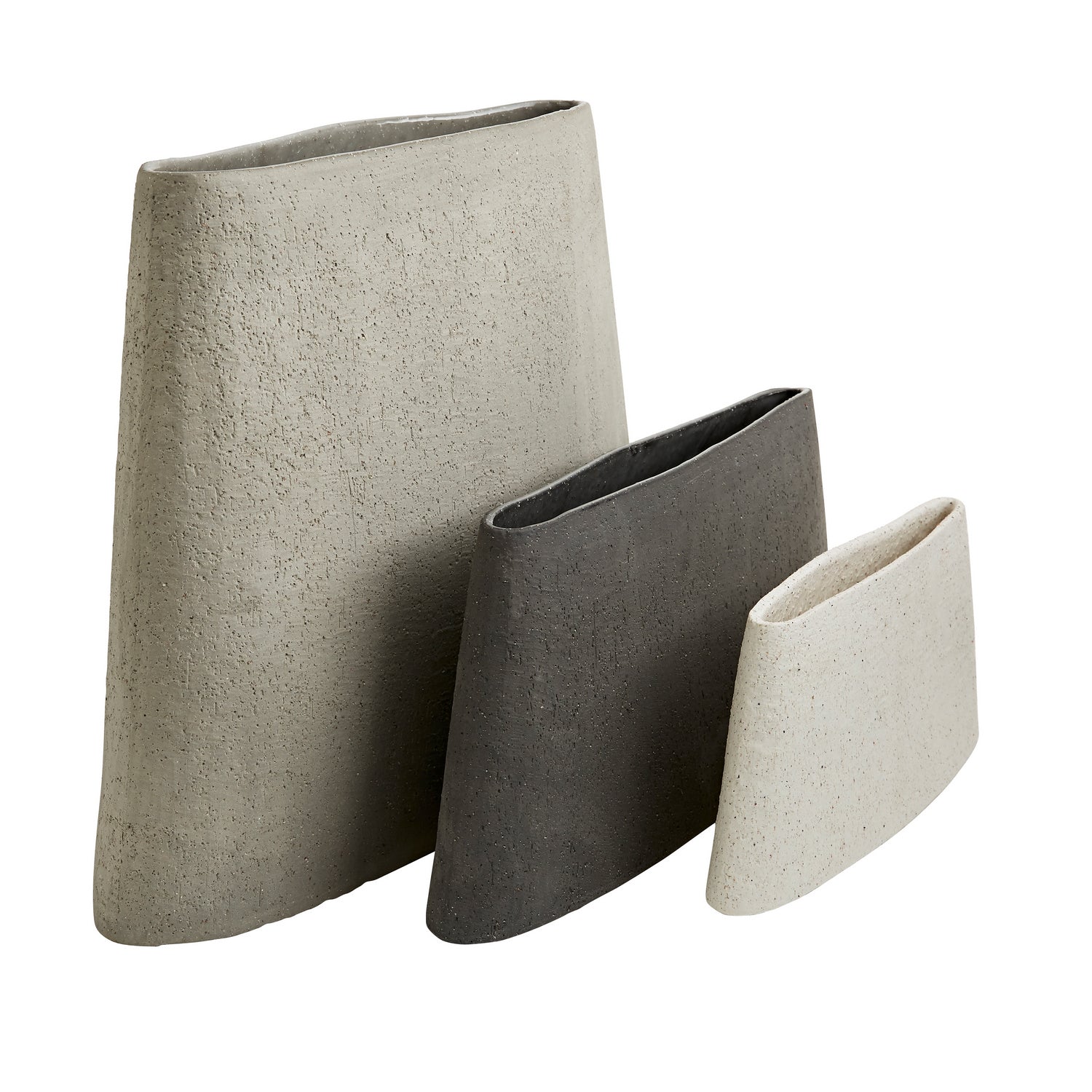 Vases, Set of 3 from the Hasta collection in Gray finish