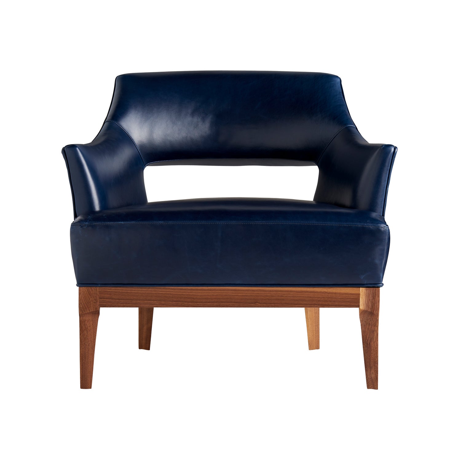 Upholstery - Chair from the Laurette collection in Indigo Leather/Walnut finish