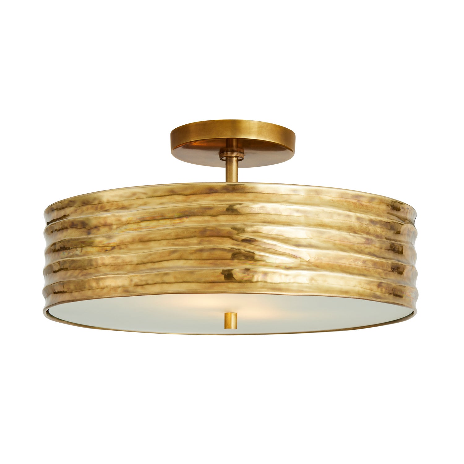 Two Light Semi-Flush Mount from the Anna collection in Antique Brass finish