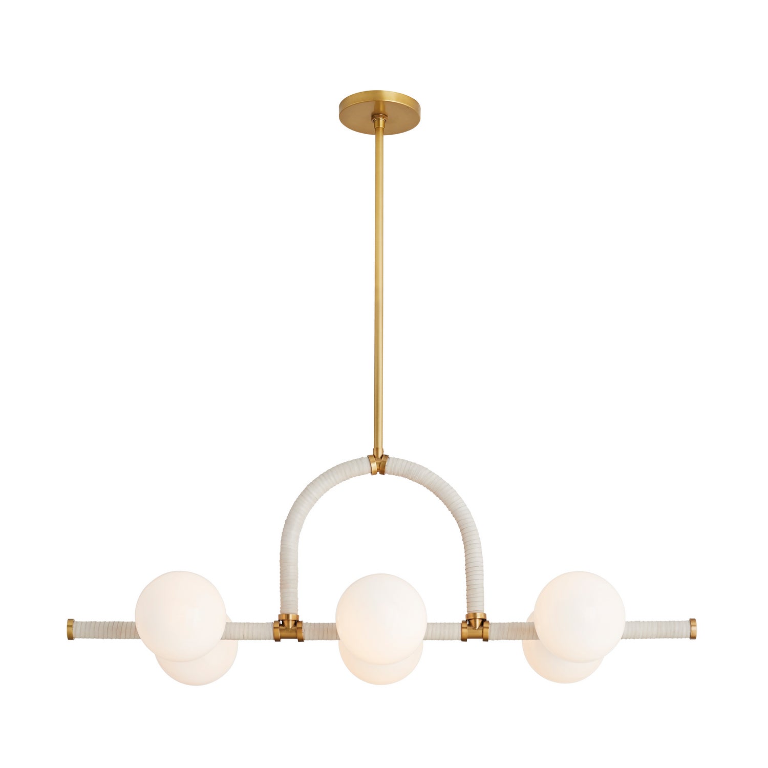 Six Light Linear Chandelier from the Harrison collection in Antique Brass finish