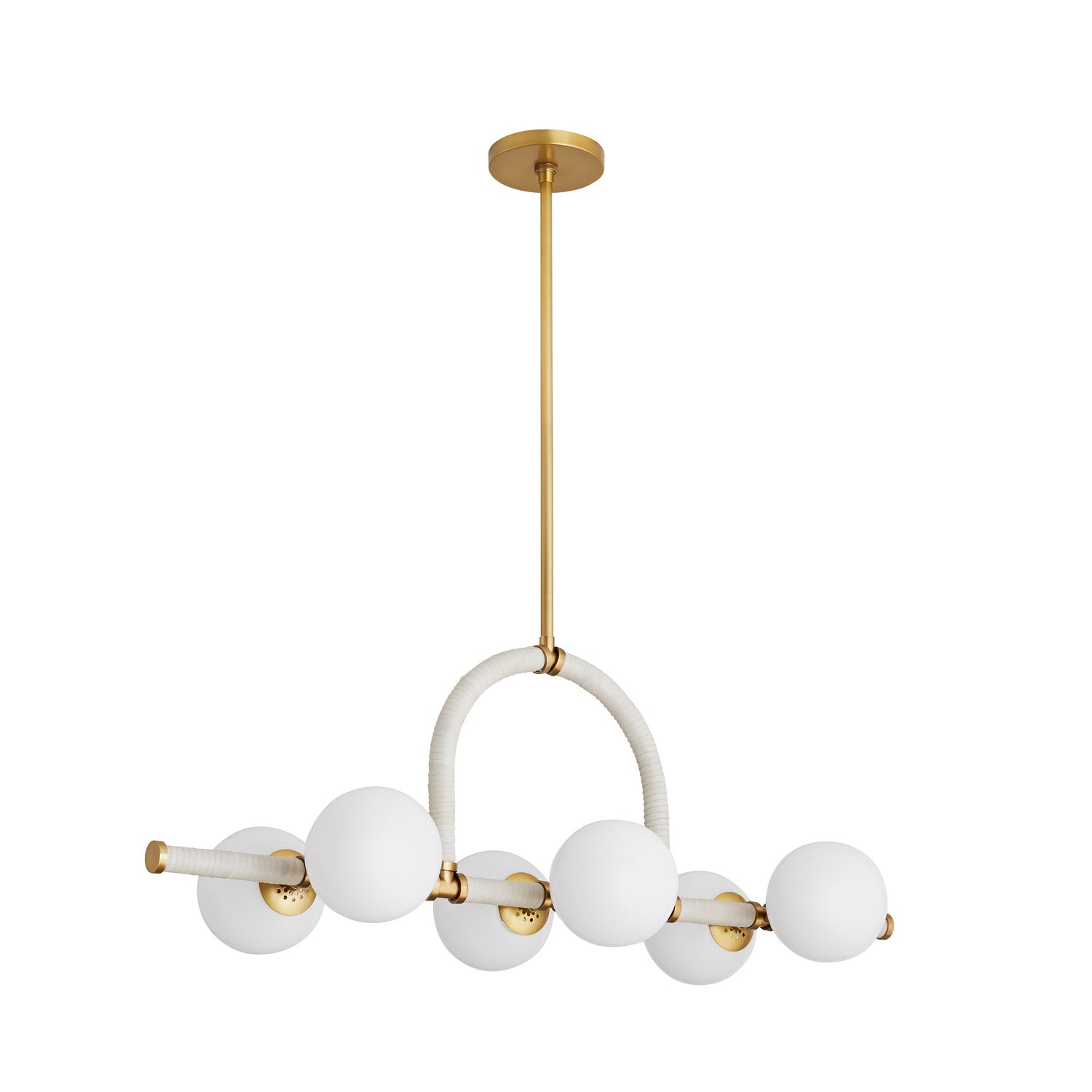 Six Light Linear Chandelier from the Harrison collection in Antique Brass finish