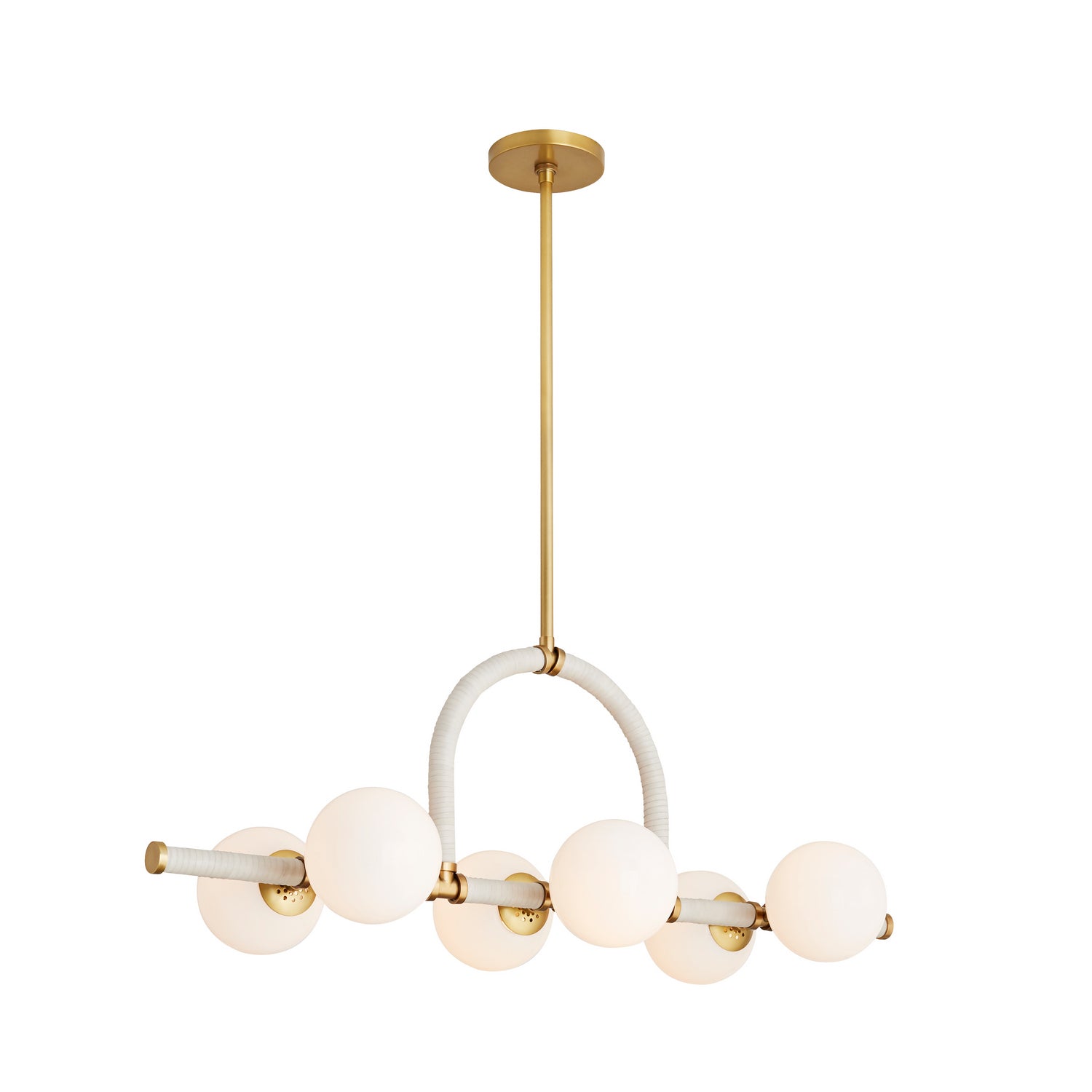 Six Light Linear Chandelier from the Harrison collection in Antique Brass finish