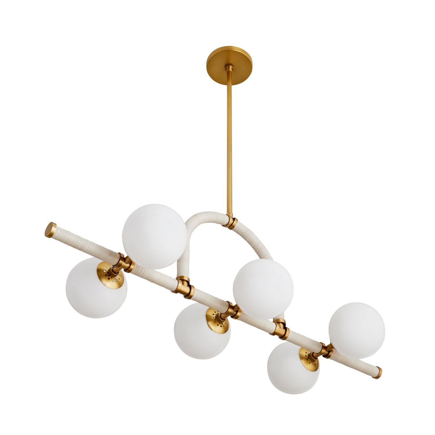 Six Light Linear Chandelier from the Harrison collection in Antique Brass finish