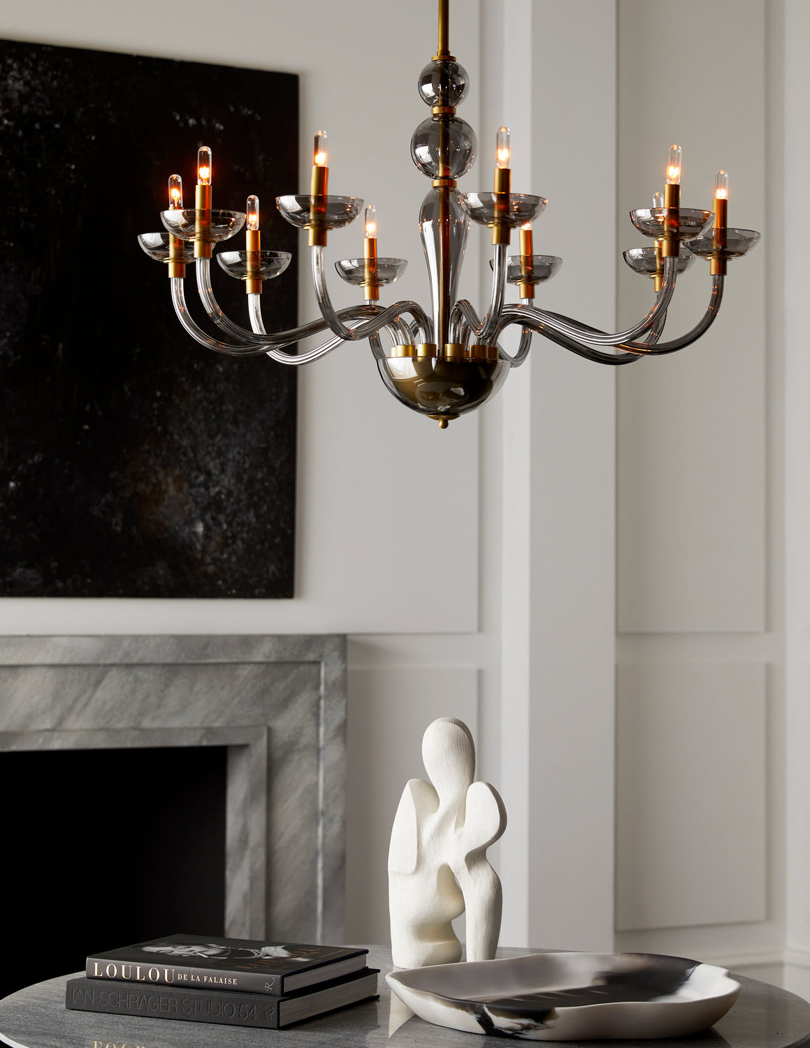 Ten Light Chandelier from the Gustavo collection in Smoke finish