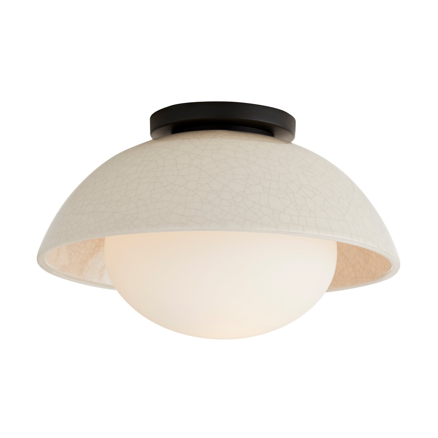 One Light Flushmount from the Glaze collection in Ivory Stained Crackle finish