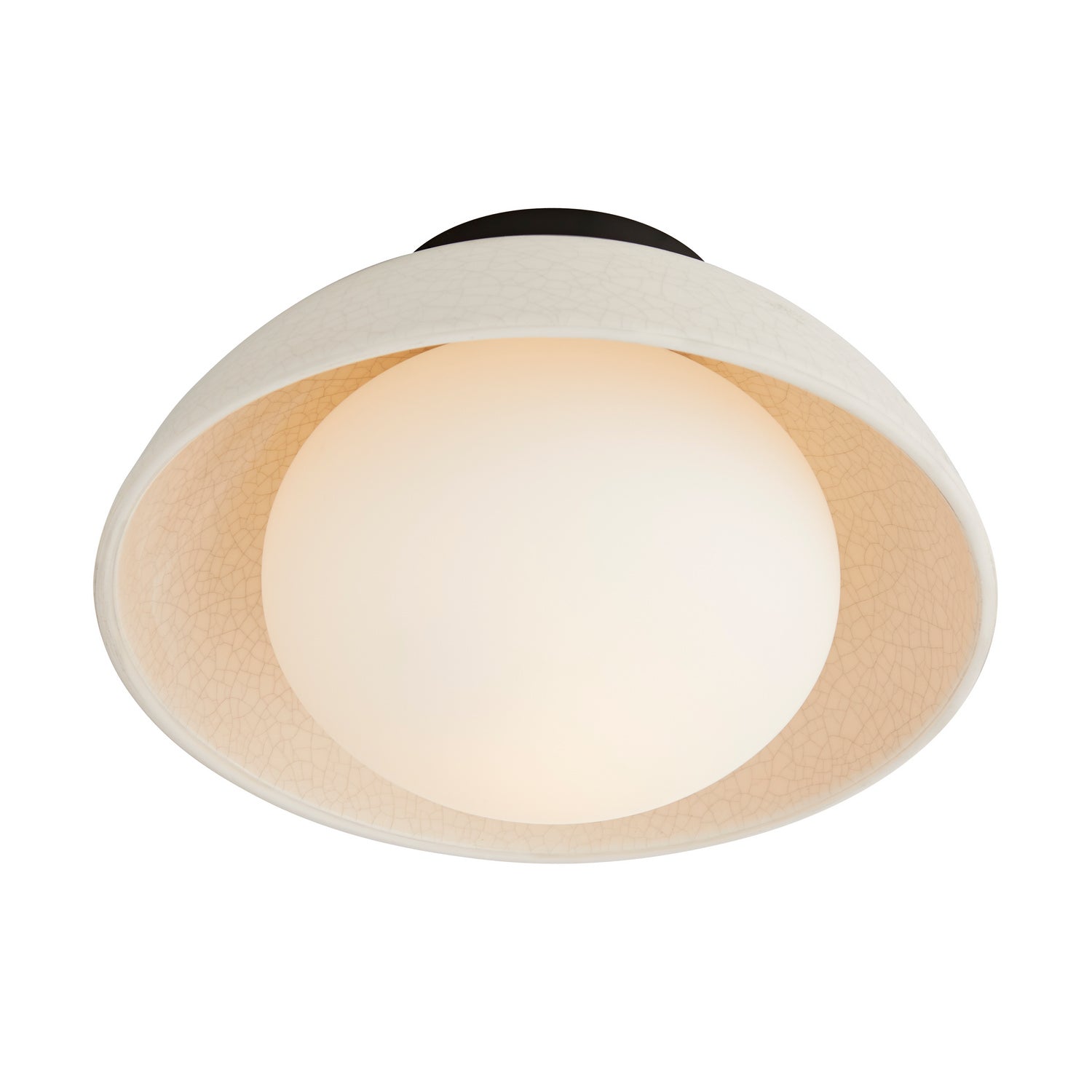 One Light Flushmount from the Glaze collection in Ivory Stained Crackle finish