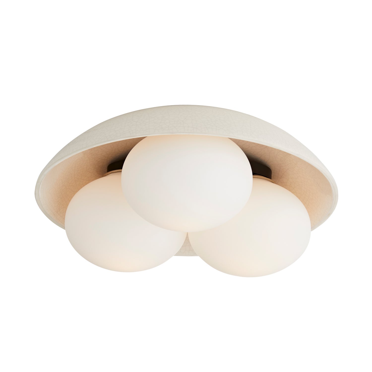 Three Light Flushmount from the Glaze collection in Ivory Stained Crackle finish