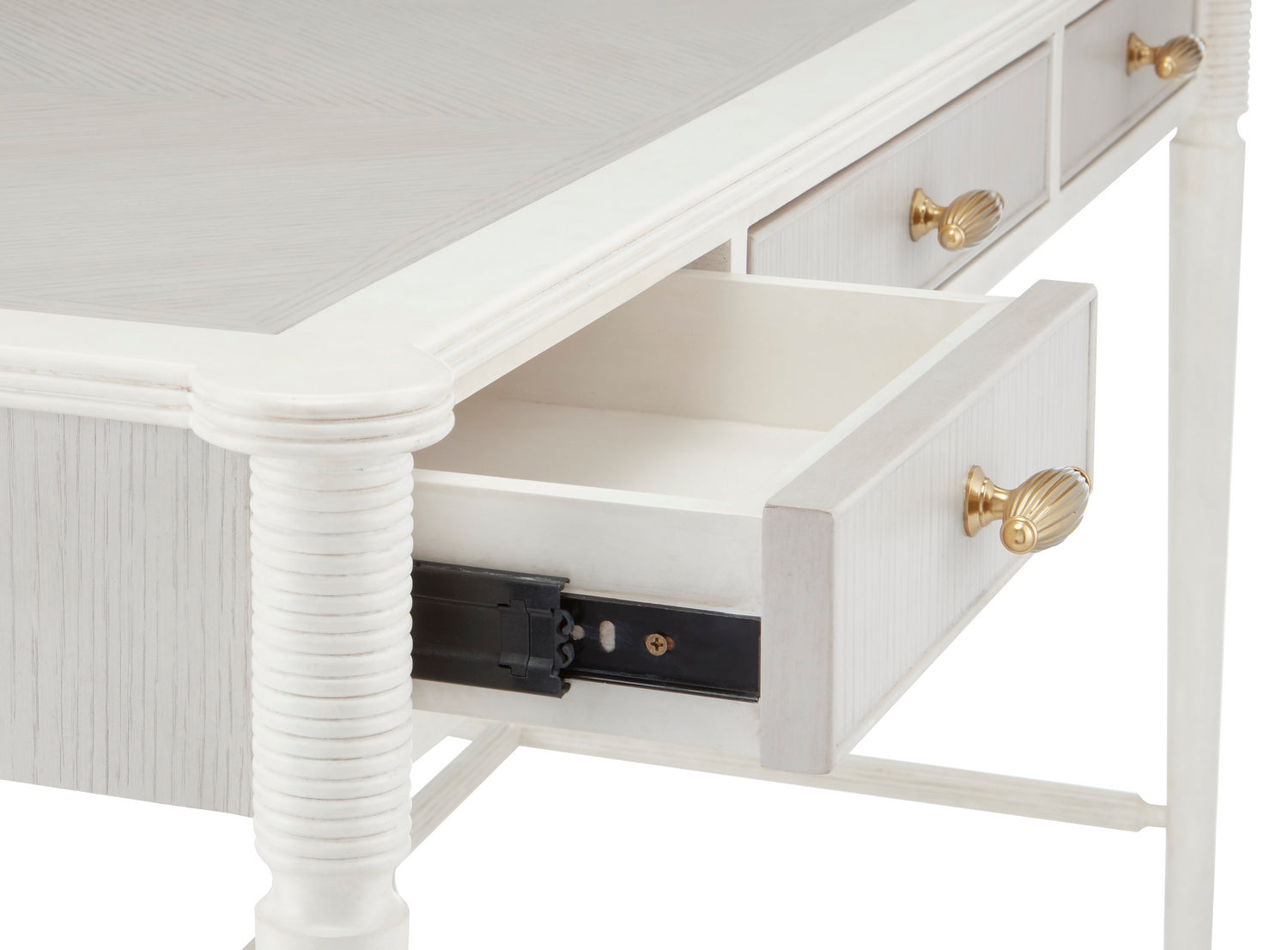 Desk from the Winterthur collection in Off White/Fog/Brass finish