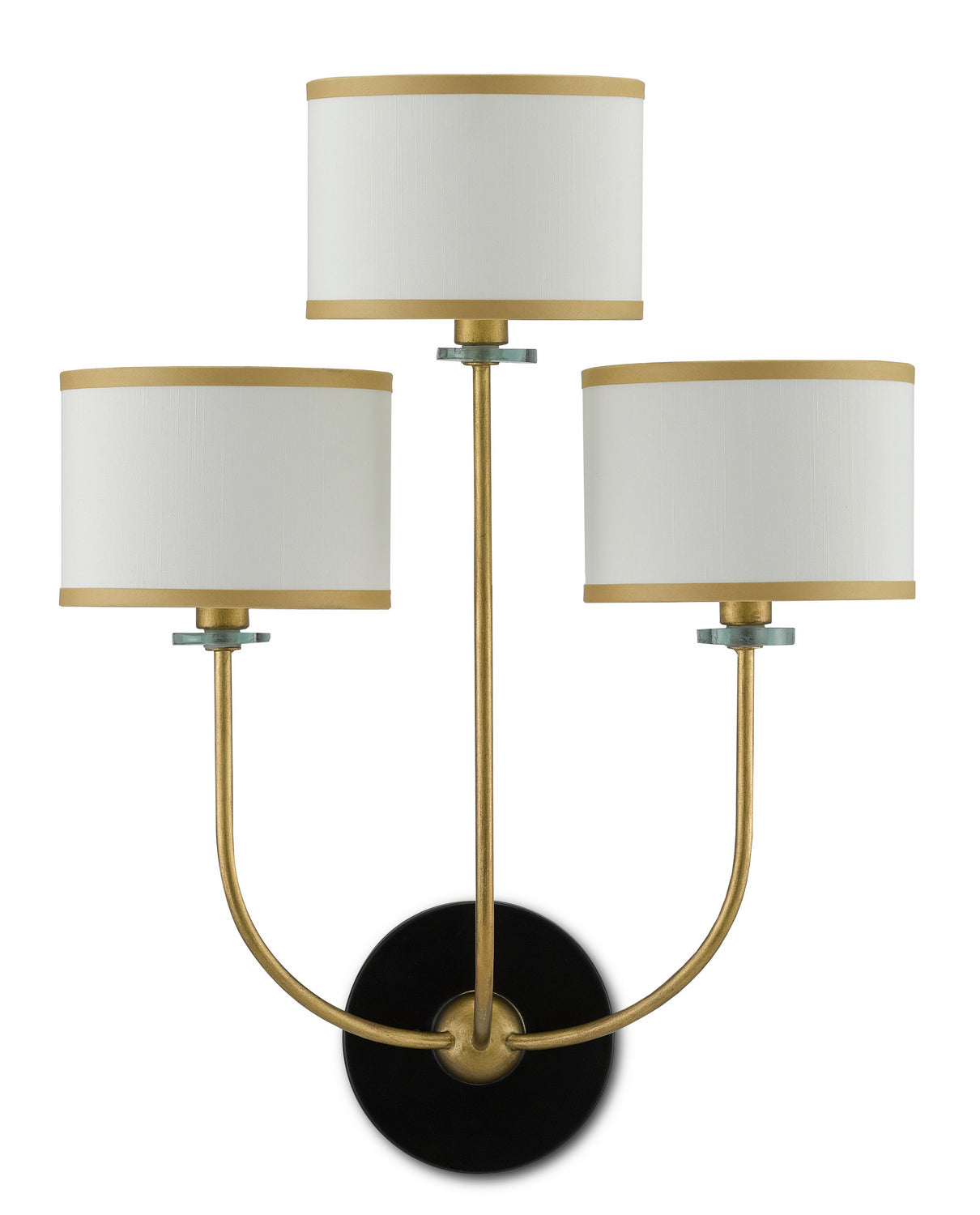 Three Light Wall Sconce from the Croydon collection in Brass/Satin Black/White finish