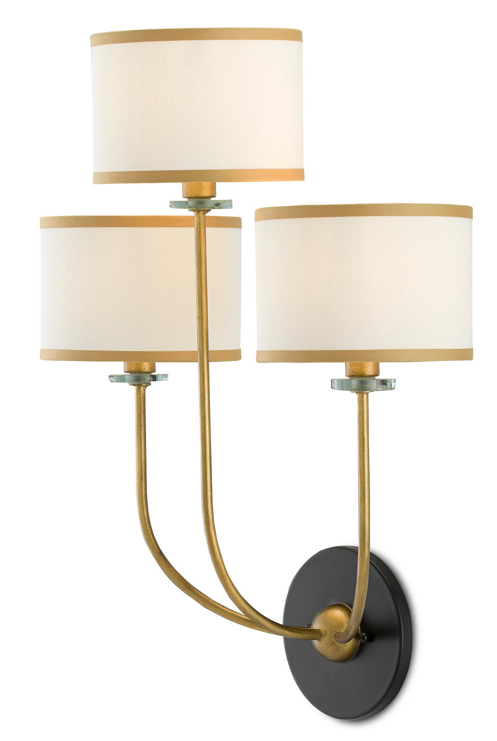 Three Light Wall Sconce from the Croydon collection in Brass/Satin Black/White finish