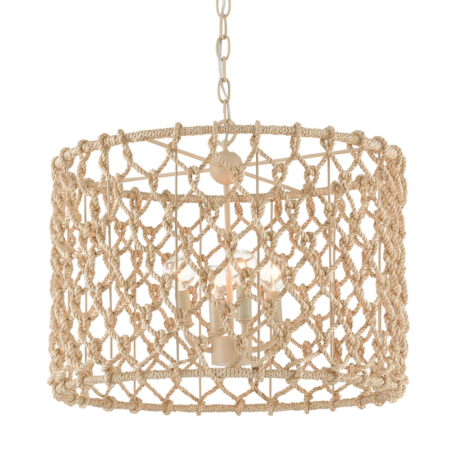 Four Light Chandelier from the Chesapeake collection in Beige/Smokewood/Natural Rope finish