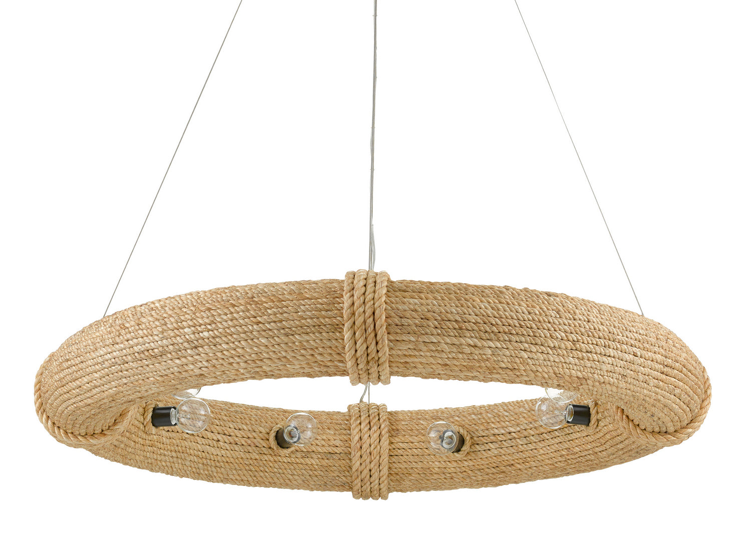 Eight Light Chandelier from the Portmeirion collection in Satin Black/Abaca Rope finish