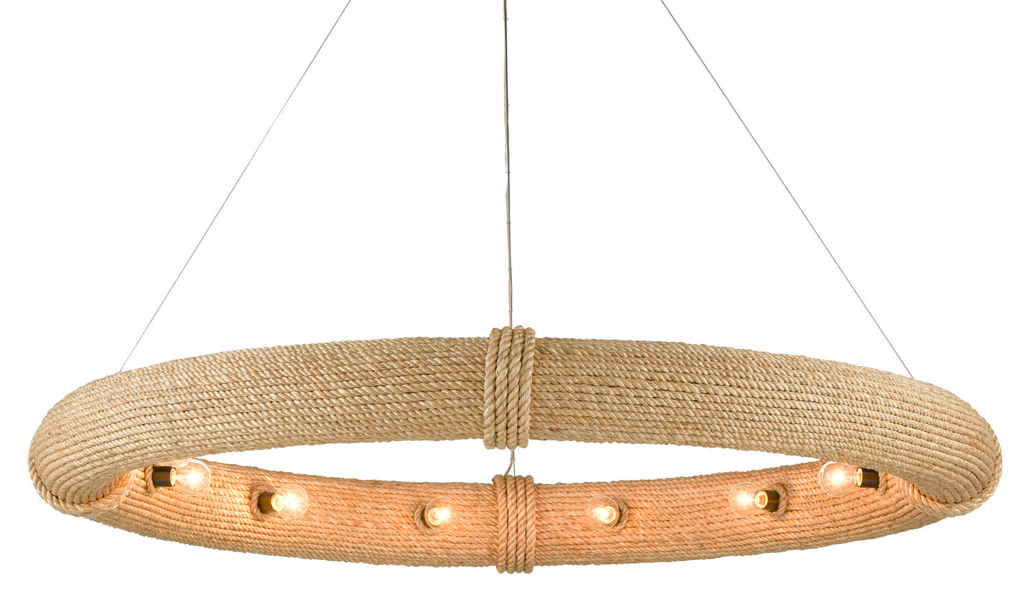 12 Light Chandelier from the Portmeirion collection in Satin Black/Abaca Rope finish