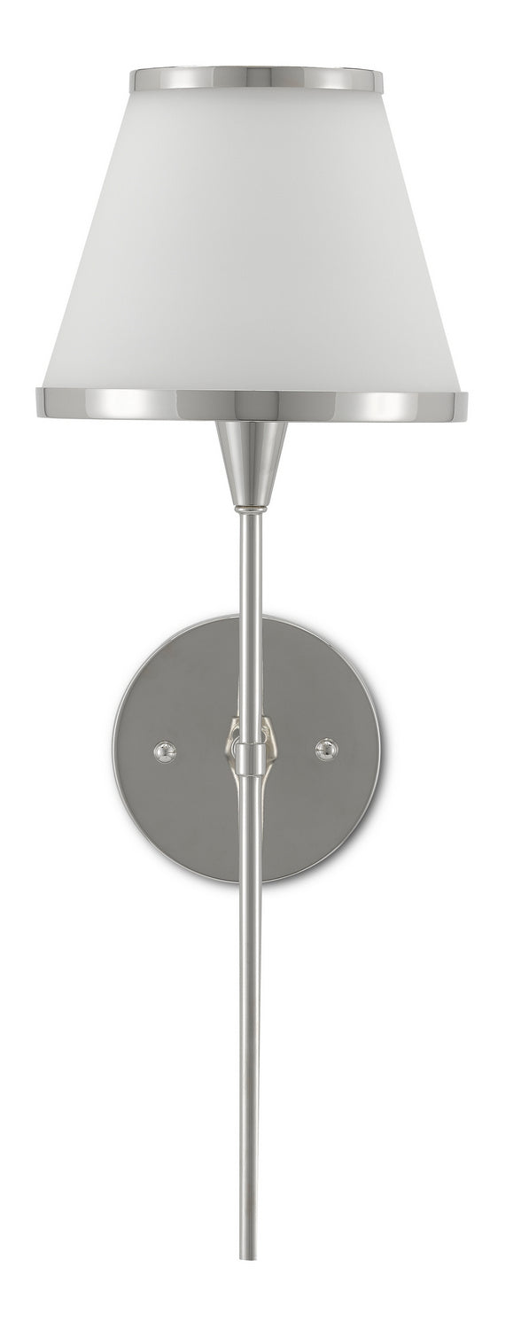 One Light Wall Sconce from the Bagno collection in Polished Nickel/Opaque Glass finish