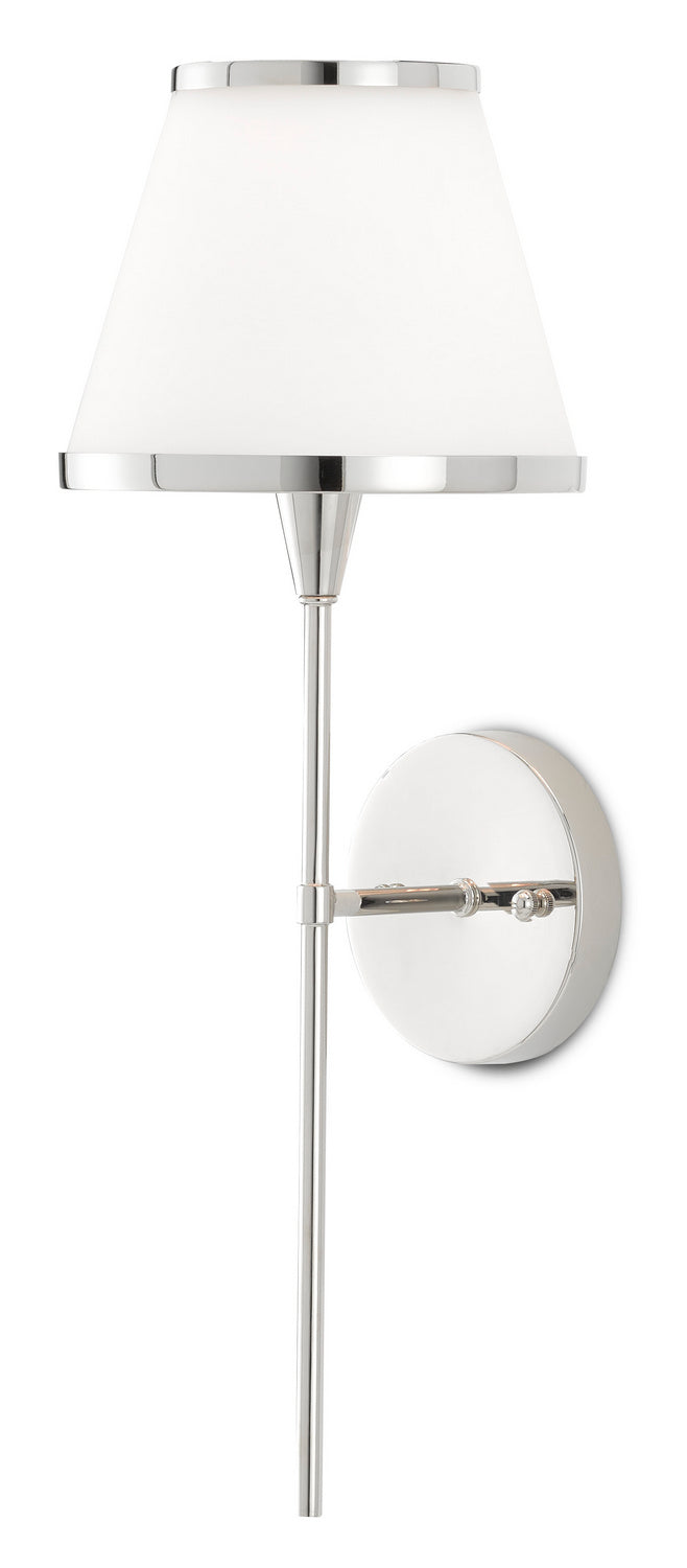 One Light Wall Sconce from the Bagno collection in Polished Nickel/Opaque Glass finish