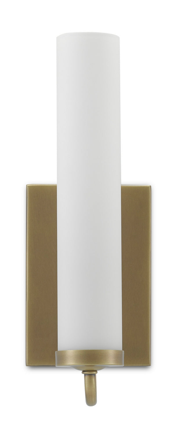 One Light Wall Sconce from the Bagno collection in Antique Brass/Opaque Glass finish