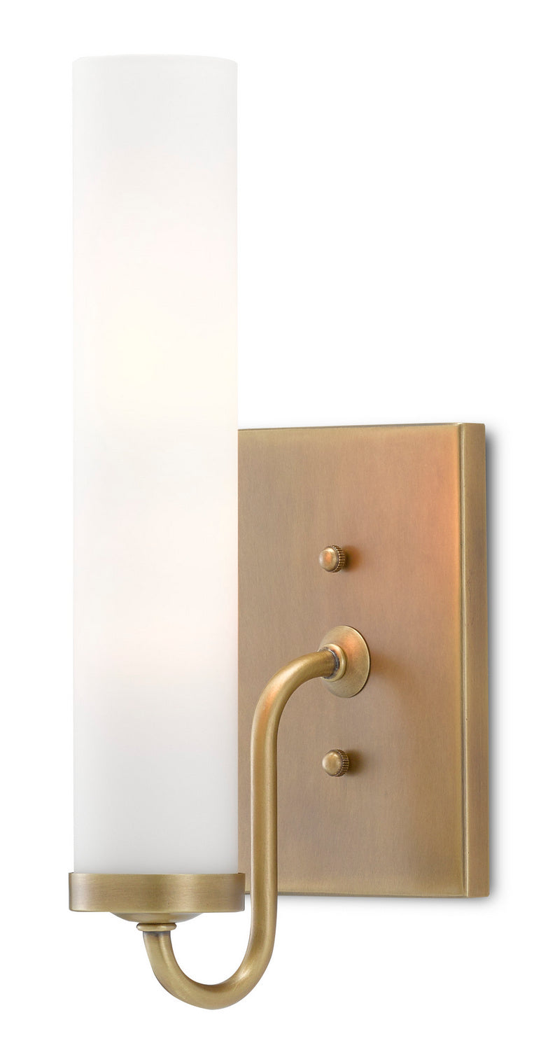 One Light Wall Sconce from the Bagno collection in Antique Brass/Opaque Glass finish