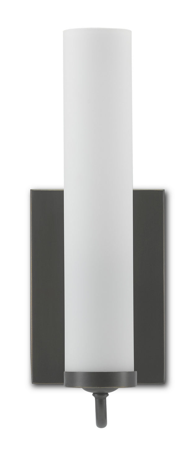 One Light Wall Sconce from the Bagno collection in Oil Rubbed Bronze/Opaque Glass finish