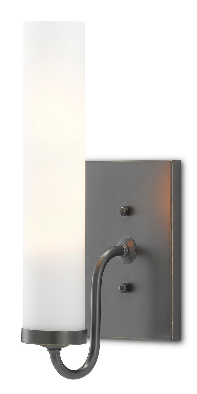 One Light Wall Sconce from the Bagno collection in Oil Rubbed Bronze/Opaque Glass finish