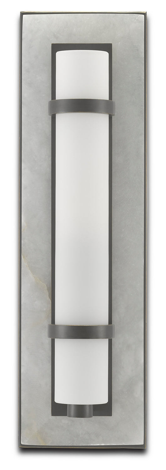 One Light Wall Sconce from the Bagno collection in Natural Alabaster/Oil Rubbed Bronze/Opaque/White finish