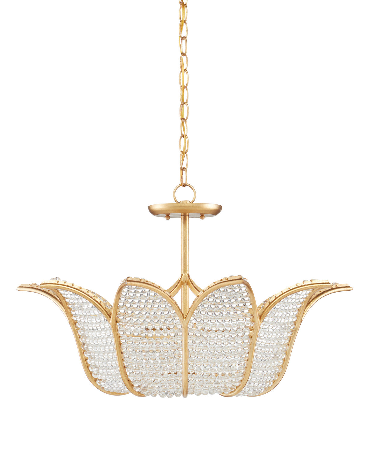 Three Light Chandelier from the Bunny Williams collection in Contemporary Gold Leaf/Clear finish