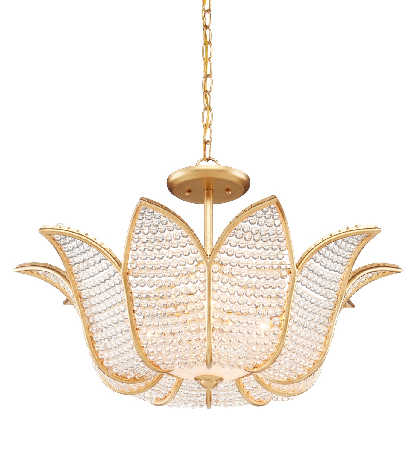 Three Light Chandelier from the Bunny Williams collection in Contemporary Gold Leaf/Clear finish