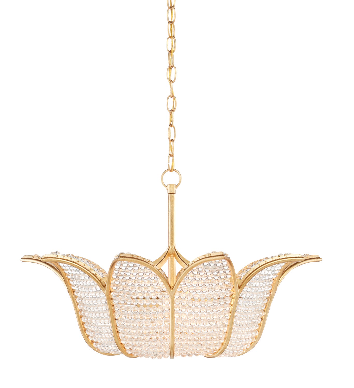 Three Light Chandelier from the Bunny Williams collection in Contemporary Gold Leaf/Clear finish