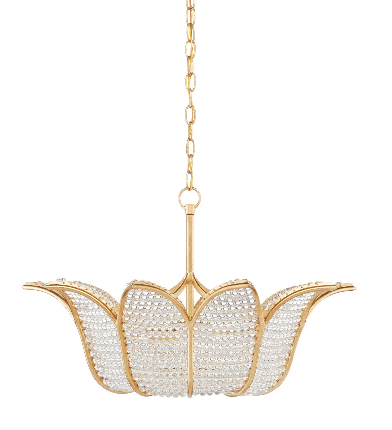 Three Light Chandelier from the Bunny Williams collection in Contemporary Gold Leaf/Clear finish