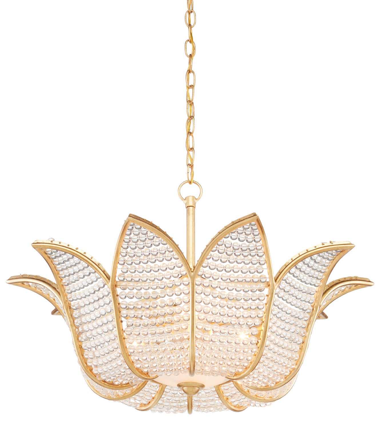 Three Light Chandelier from the Bunny Williams collection in Contemporary Gold Leaf/Clear finish