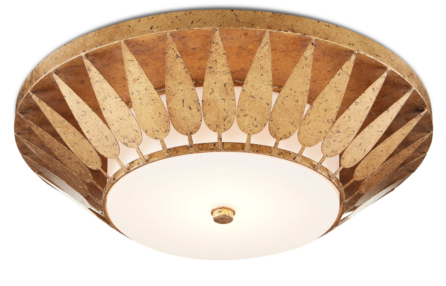 LED Flush Mount from the Floris collection in Autumn Gold/Milky Glass finish