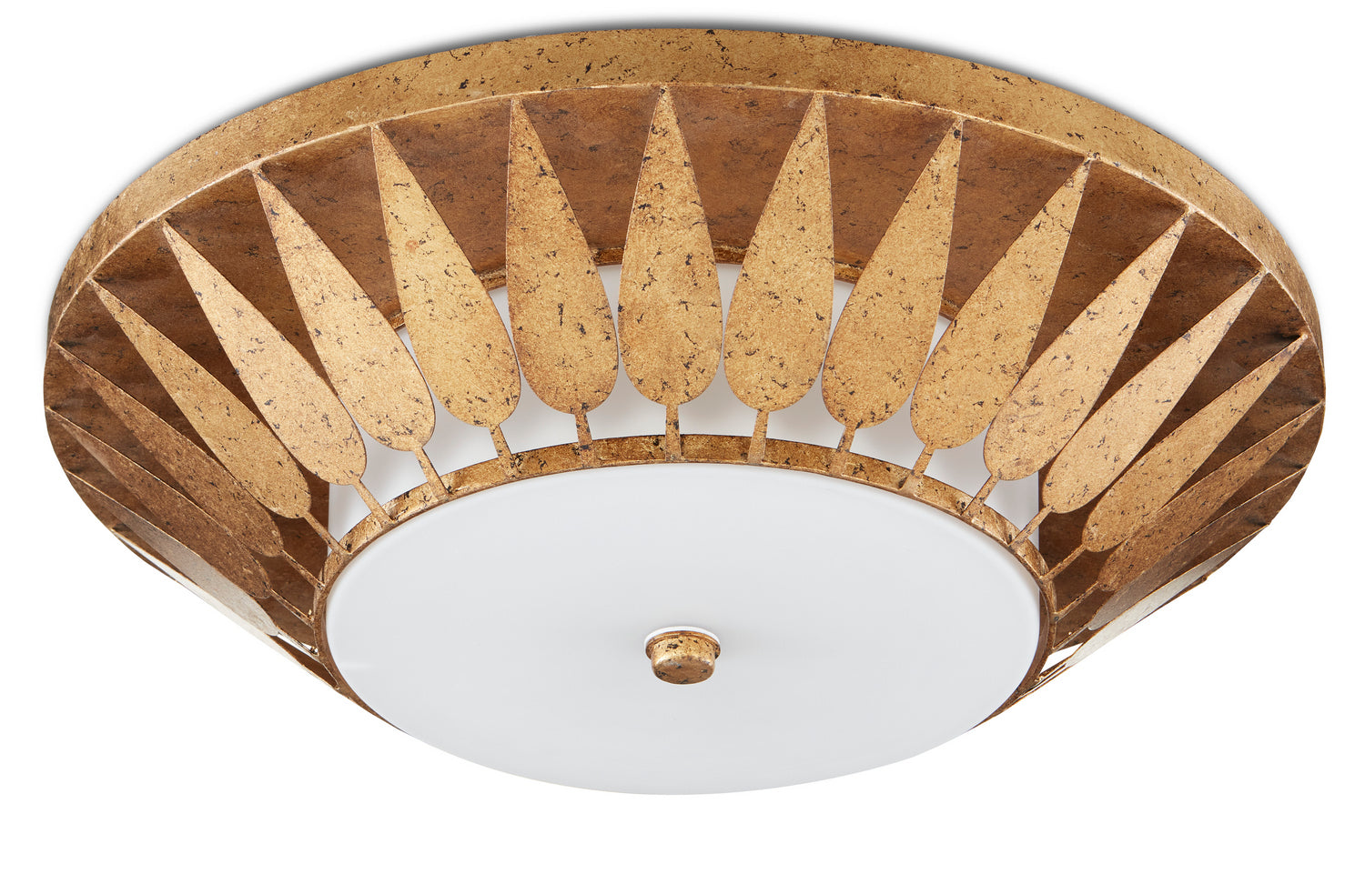 LED Flush Mount from the Floris collection in Autumn Gold/Milky Glass finish