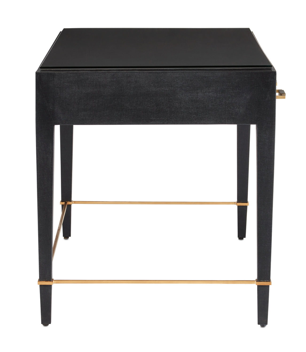 Desk from the Verona collection in Black Lacquered Linen/Champagne finish