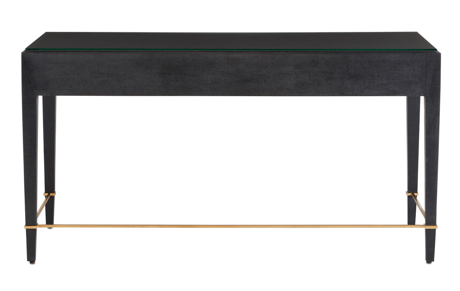 Desk from the Verona collection in Black Lacquered Linen/Champagne finish