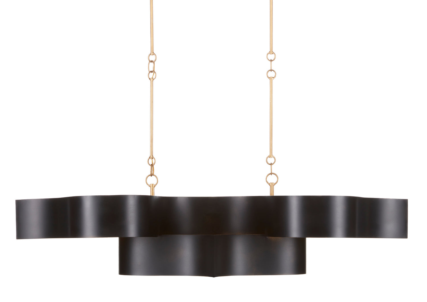 Six Light Chandelier from the Grand Lotus collection in Satin Black/Contemporary Gold Leaf finish