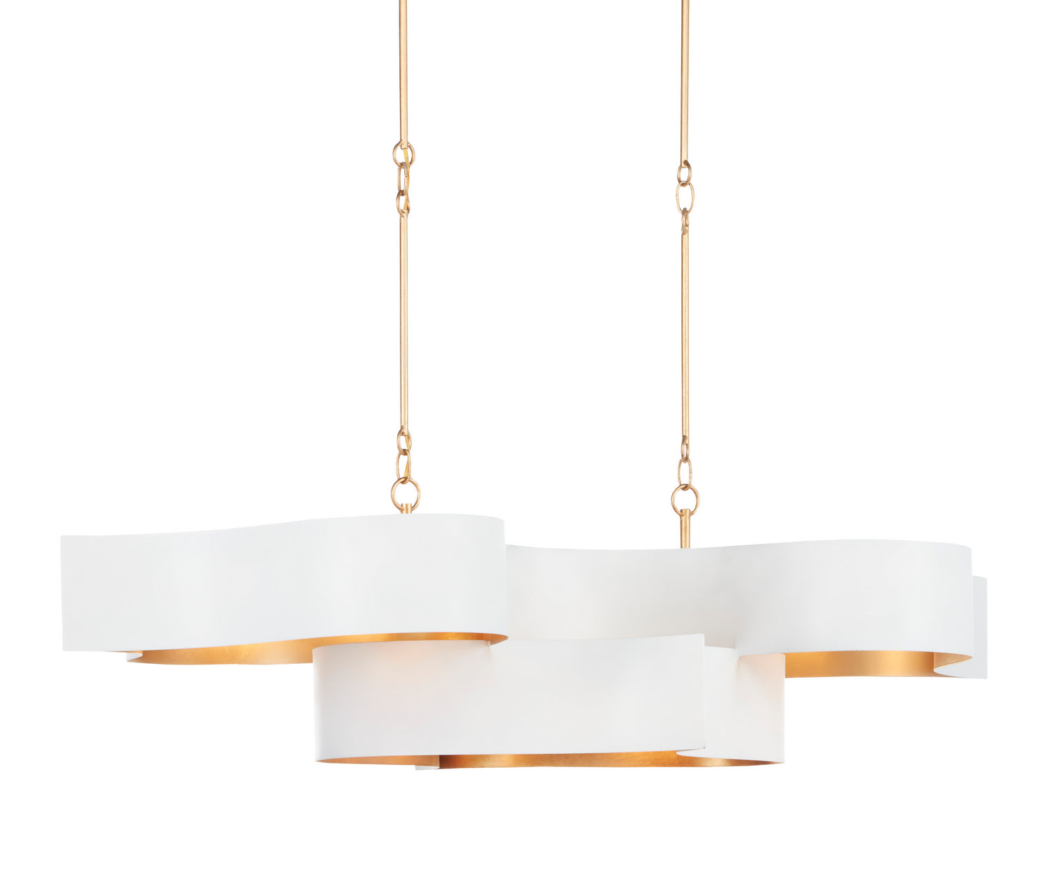 Six Light Chandelier from the Grand Lotus collection in Sugar White/Contemporary Gold Leaf finish