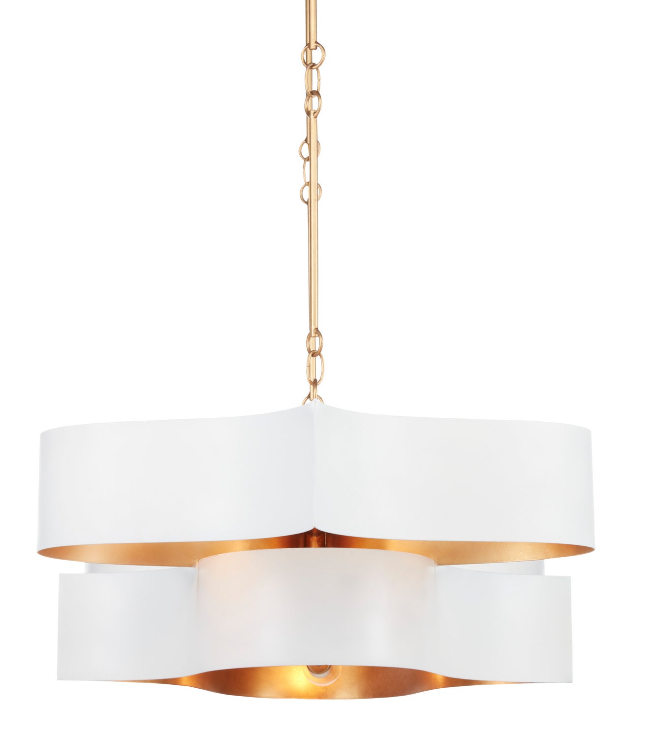 Six Light Chandelier from the Grand Lotus collection in Sugar White/Contemporary Gold Leaf finish