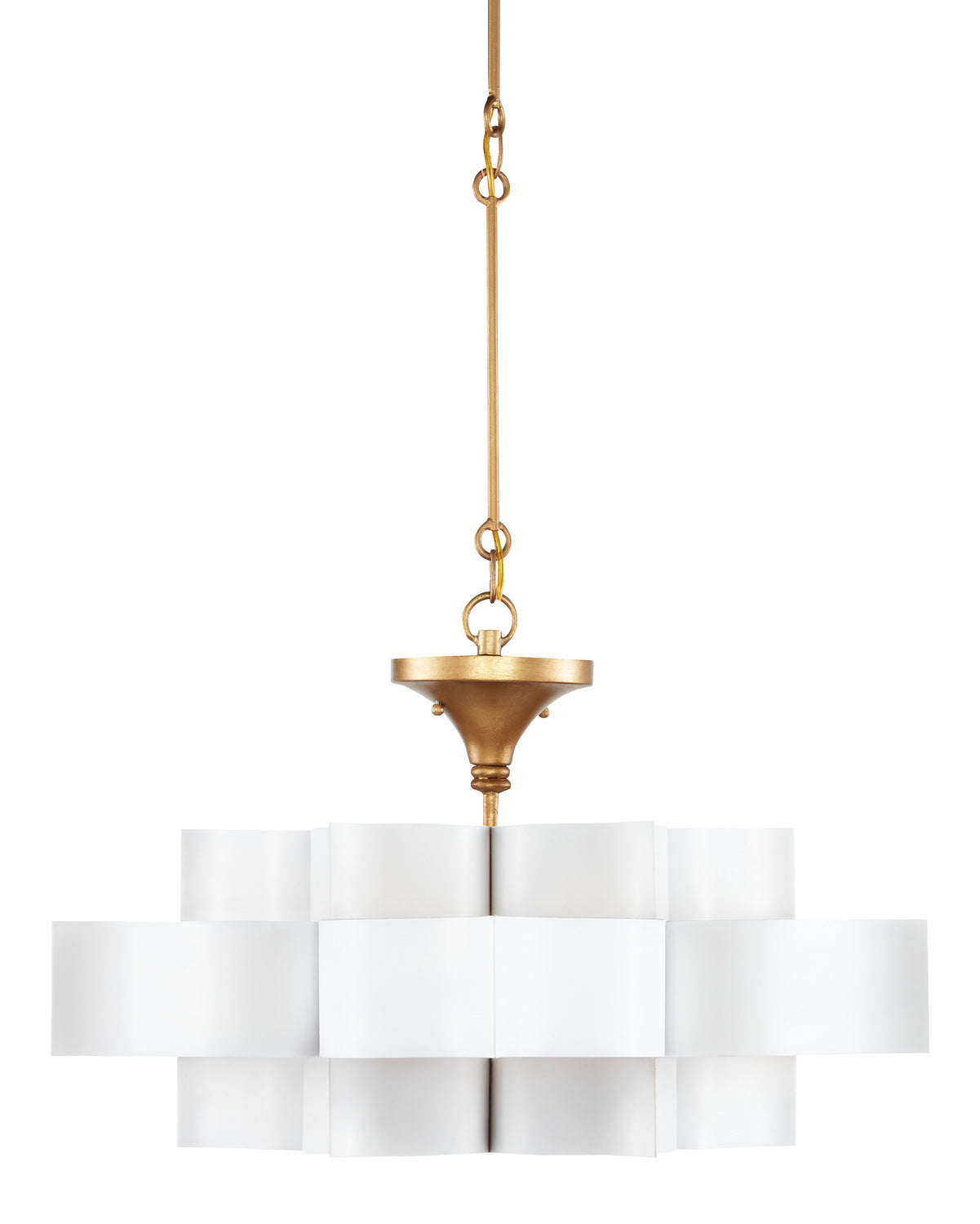 One Light Chandelier from the Grand Lotus collection in Sugar White/Contemporary Gold Leaf finish