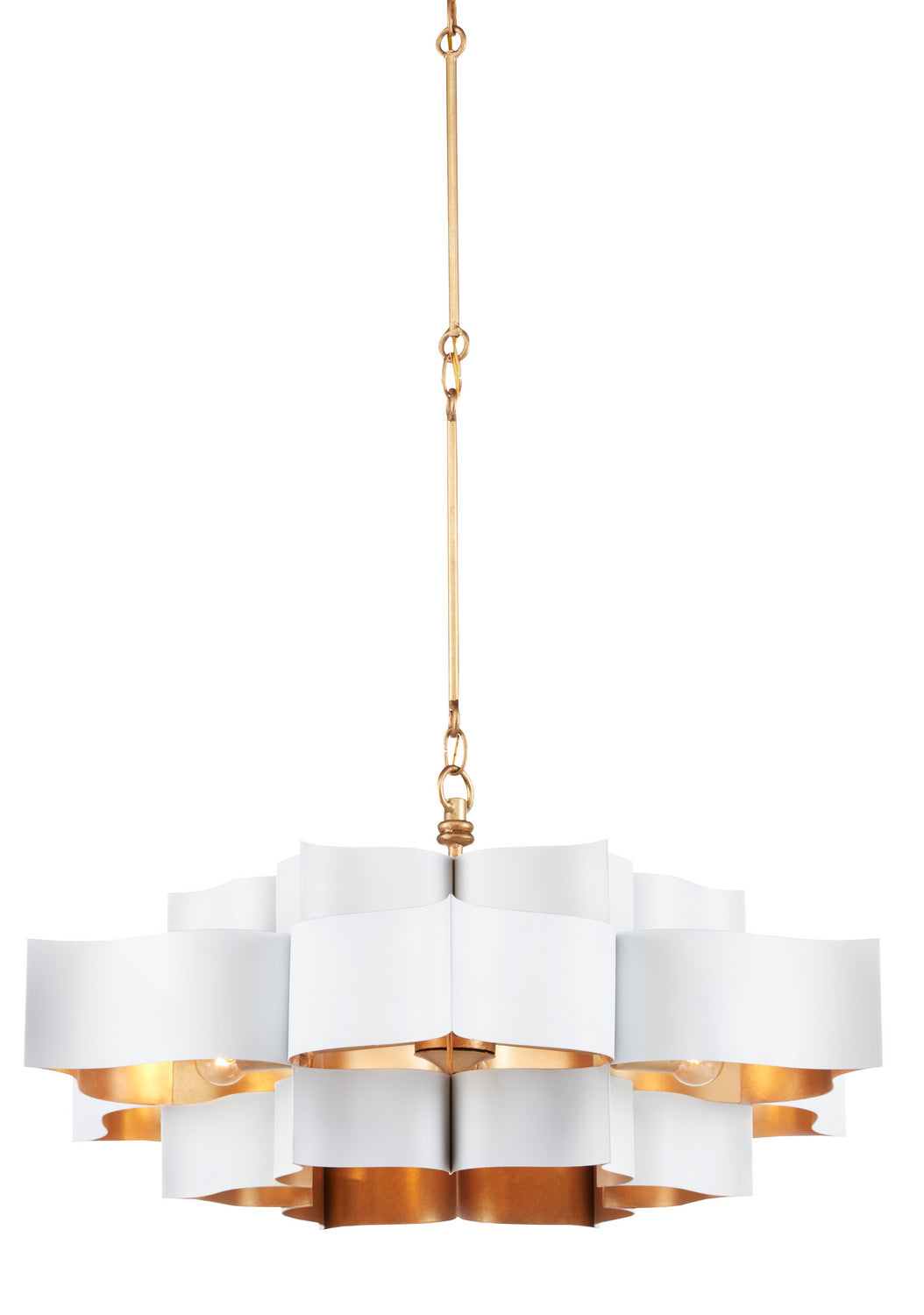 Six Light Chandelier from the Grand Lotus collection in Sugar White/Contemporary Gold Leaf finish