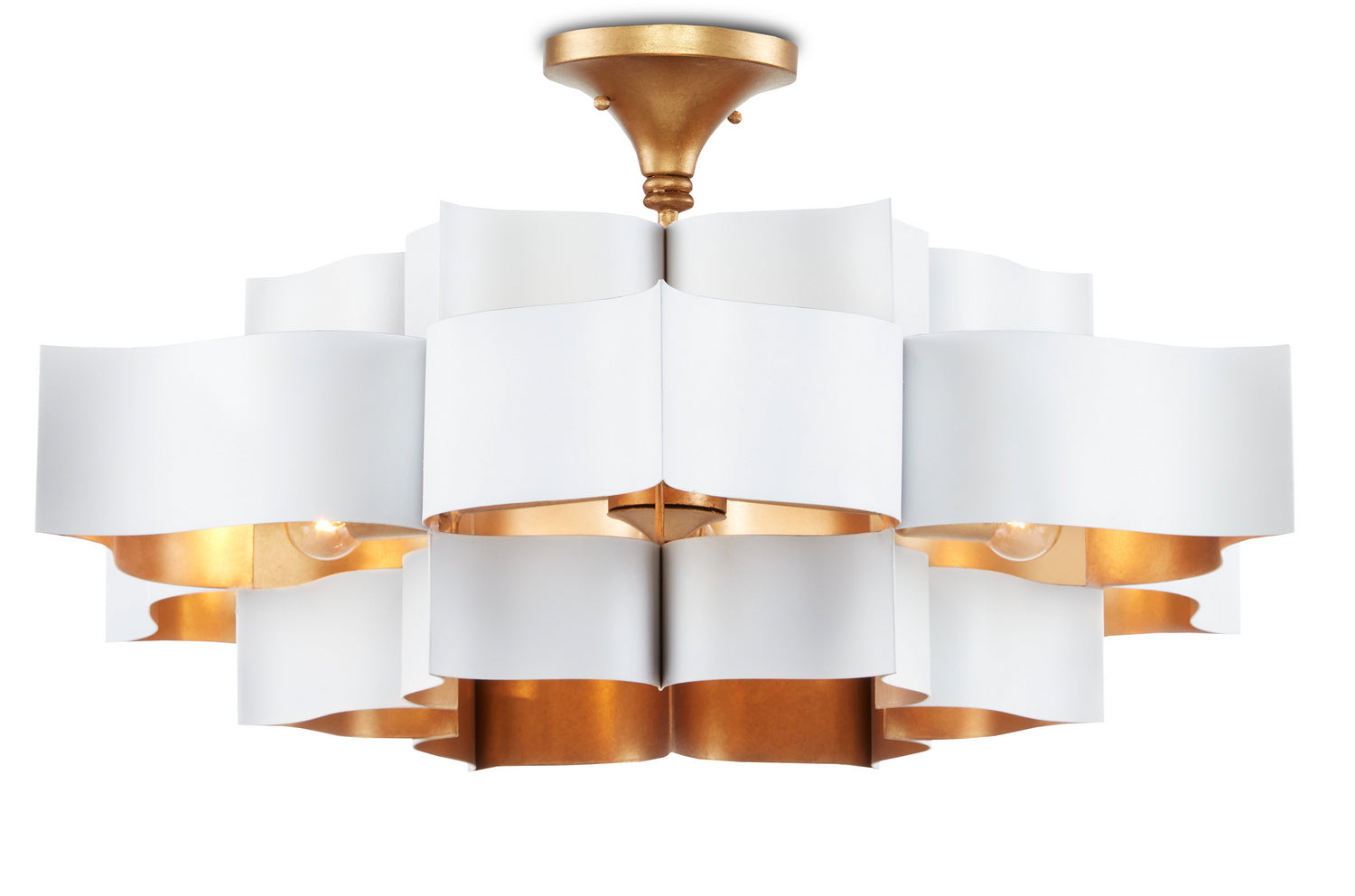 Six Light Chandelier from the Grand Lotus collection in Sugar White/Contemporary Gold Leaf finish