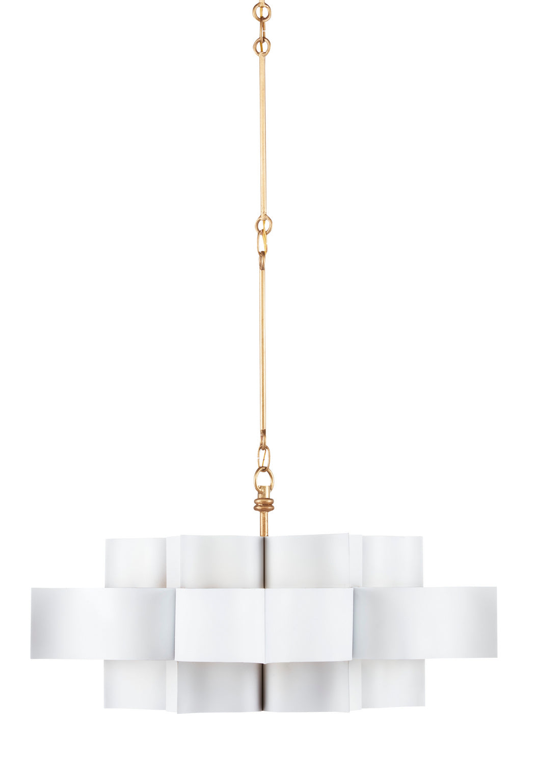 Six Light Chandelier from the Grand Lotus collection in Sugar White/Contemporary Gold Leaf finish