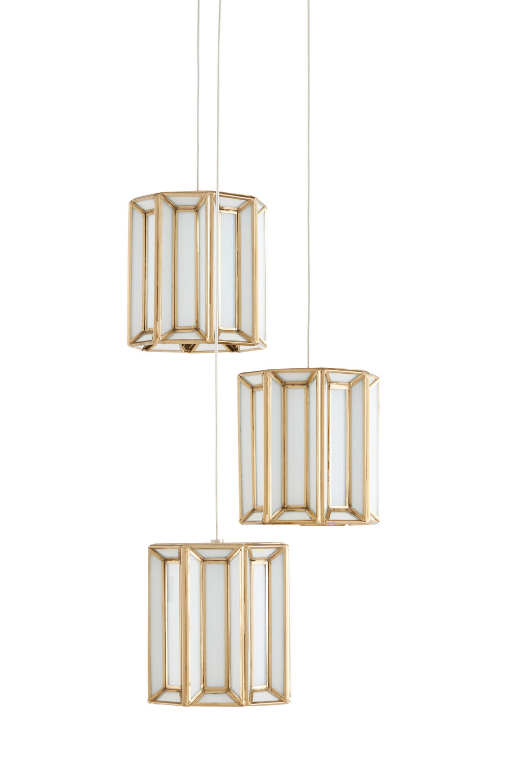 Three Light Pendant from the Daze collection in White/Antique Brass finish