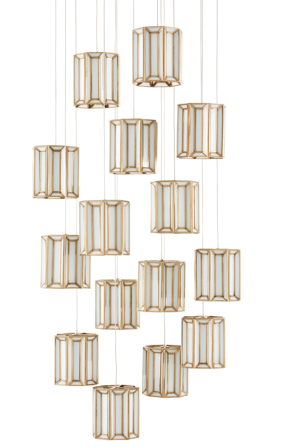 15 Light Pendant from the Daze collection in White/Antique Brass finish