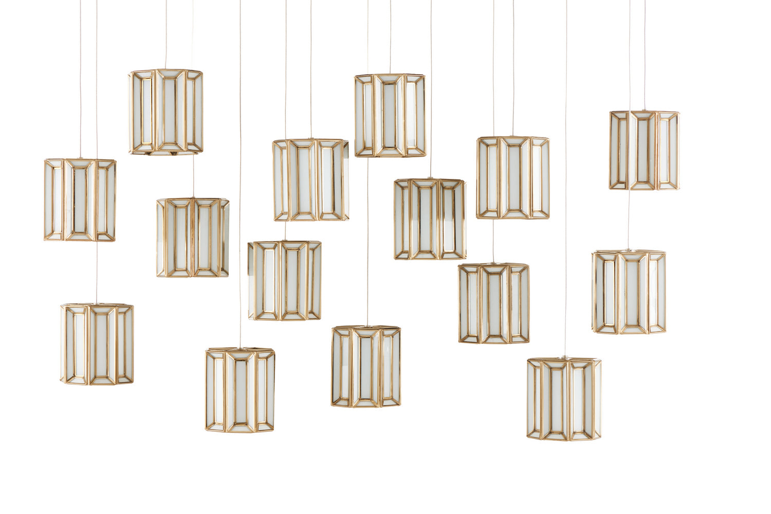 15 Light Pendant from the Daze collection in White/Antique Brass finish